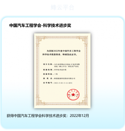 蜂云平台科技进步奖